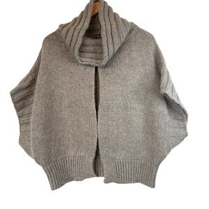 Blue Sand Neutral Taupe open front Dolman Batwing Shawl Collar  Large